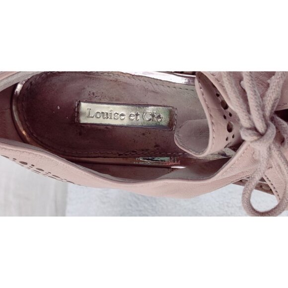 Louise et Cie Oxford Sandal Peach-Tan-Blush Gold Cut Outs Tie Leather Flats - Picture 6 of 10